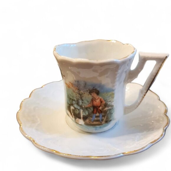 Antique 22-Piece Child Tea Set with Animal Scenes, German Victorian 1880s‎ *See - Picture 5 of 16